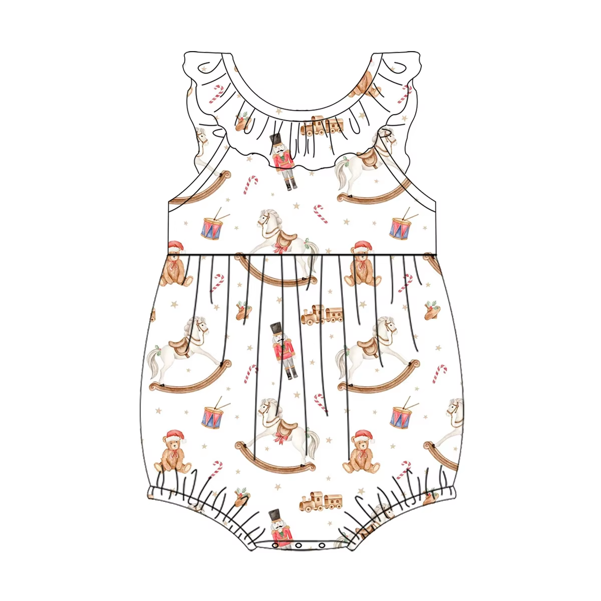 Custom moq 3 eta 6-8 weeks Nutcracker Lace Neck Sleeveless Romper