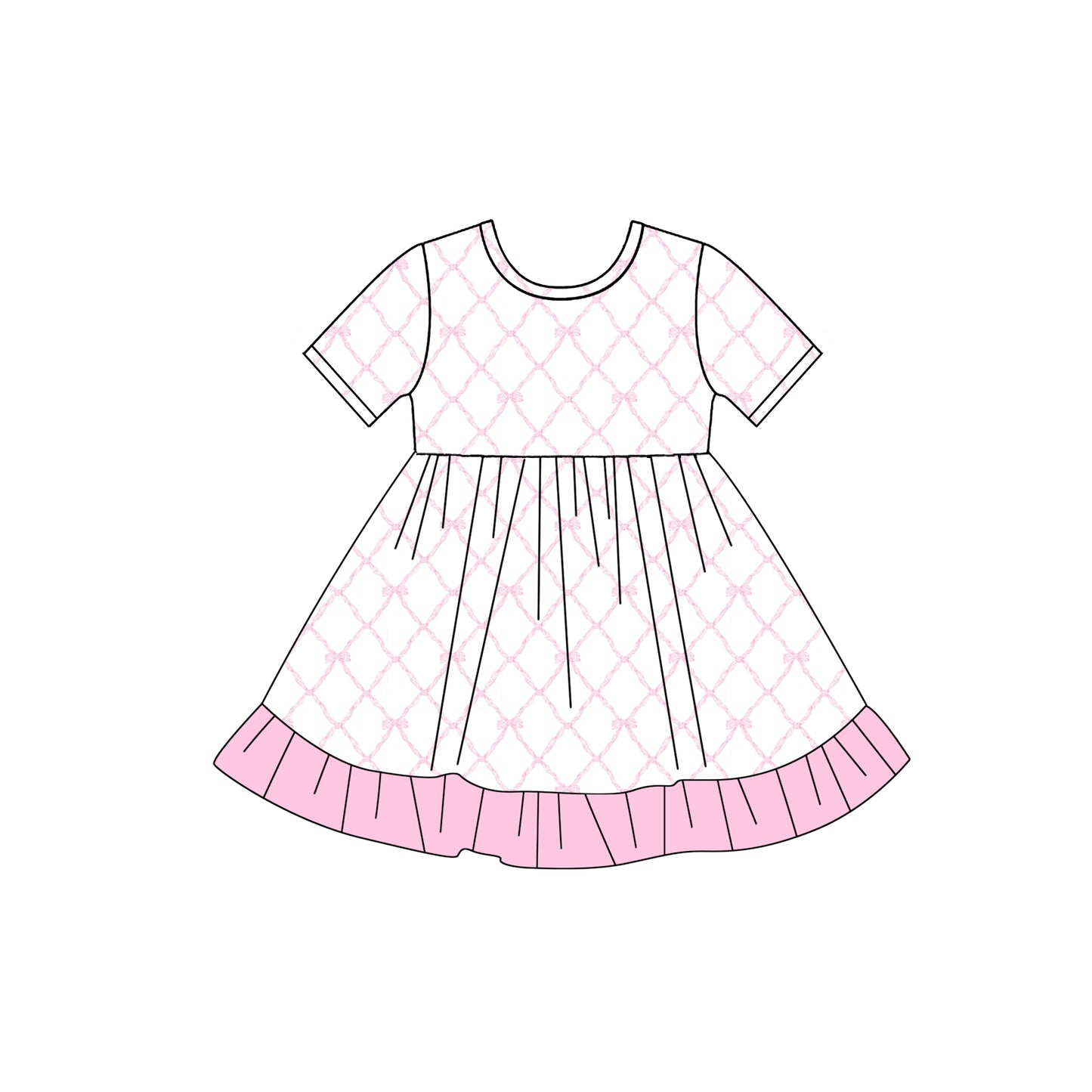 7.16 custom each style moq 5eta 4-6week Sibling Sister bow pink baby girls short dress 1 and dress 2 and dress 3 match family design