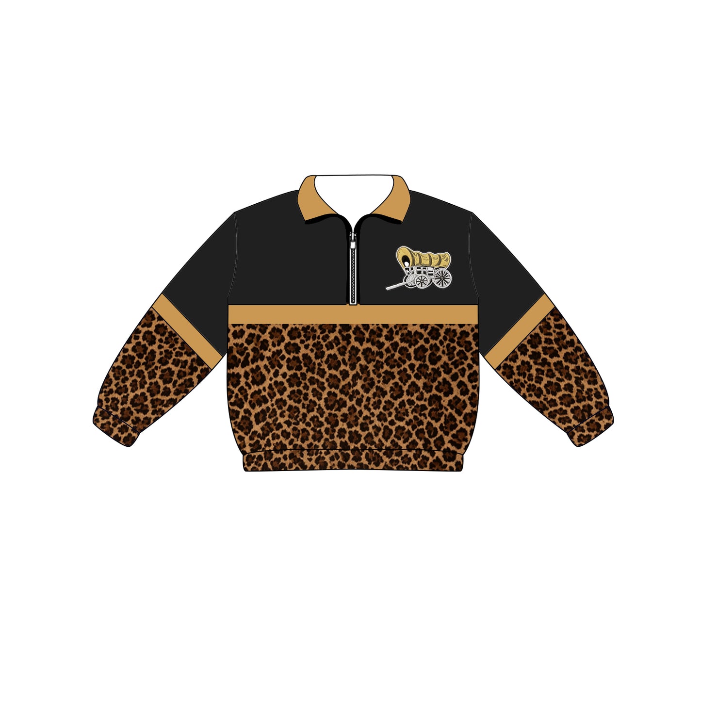 Custom moq 5 mix size milk silk summer teams Adult And Kids Long Sleeve Leopard Tee Shirts Zip Pullovers Tops