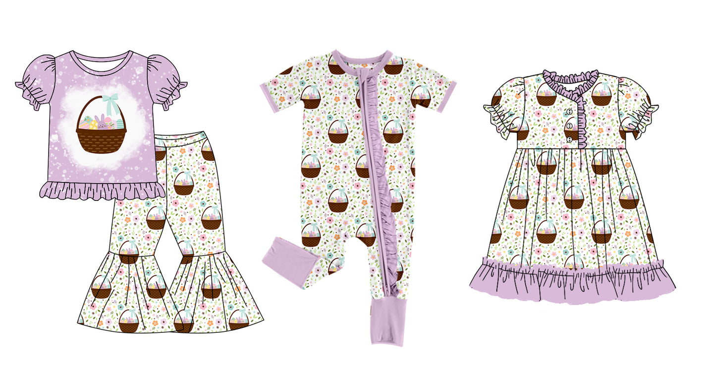 12.11 custom each style moq 5eta 4-6week Sibling Sister easter baby girl sets and dress and rompers match family design