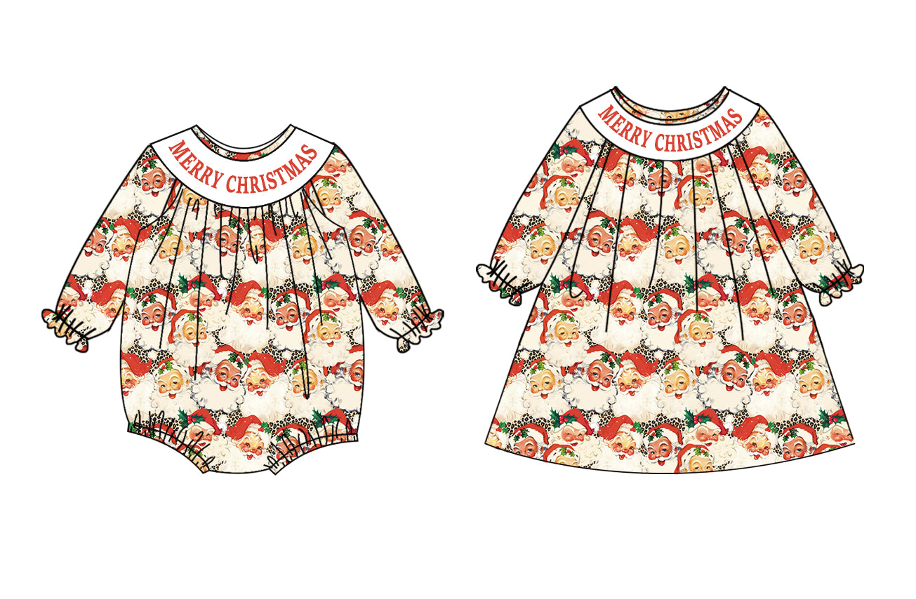25.6.26 custom each style moq 5eta 4-6week Sibling Sisters Christmas baby girl long sleeve dress and rompers match family design