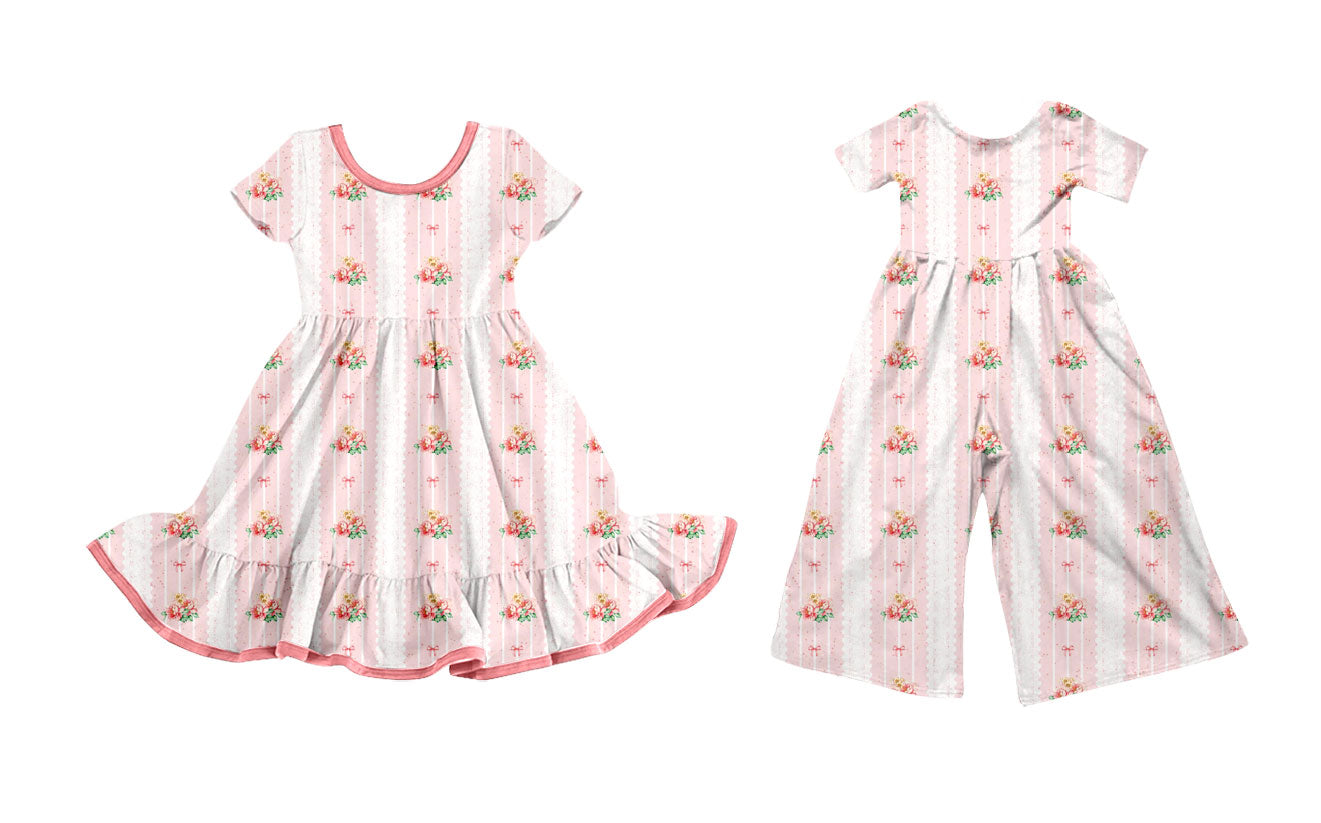 25.10.18 custom each style moq 5 eta 6-8week Sibling Sisters floral baby girl long sleeve dress and jumpsuit match family design