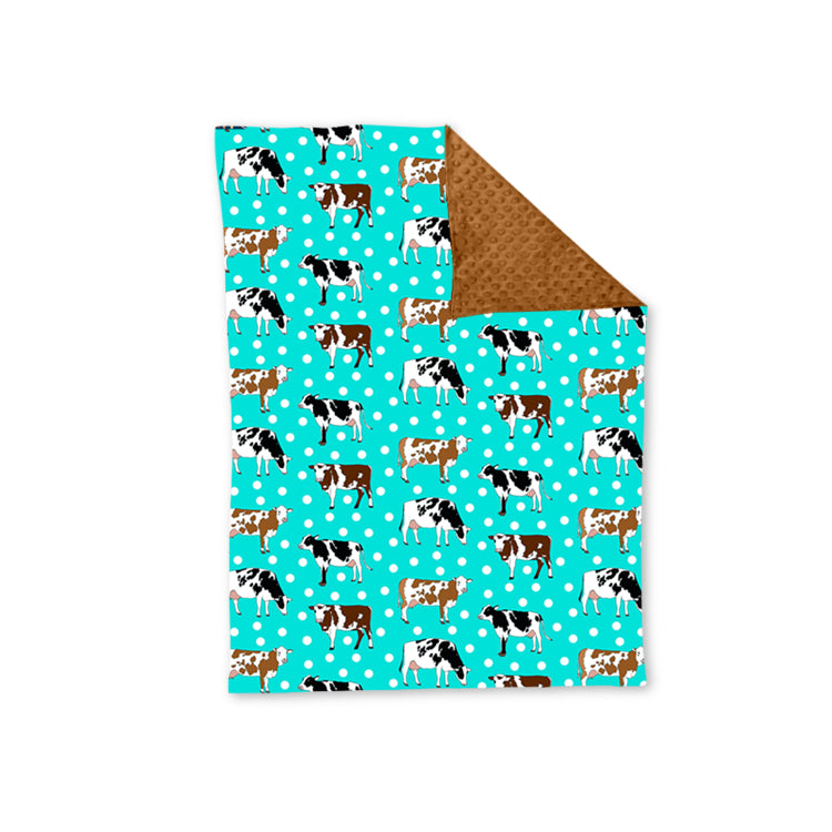 9.8 custom each style moq 5 eta 4-6week baby blanket kids cow teal blanket design