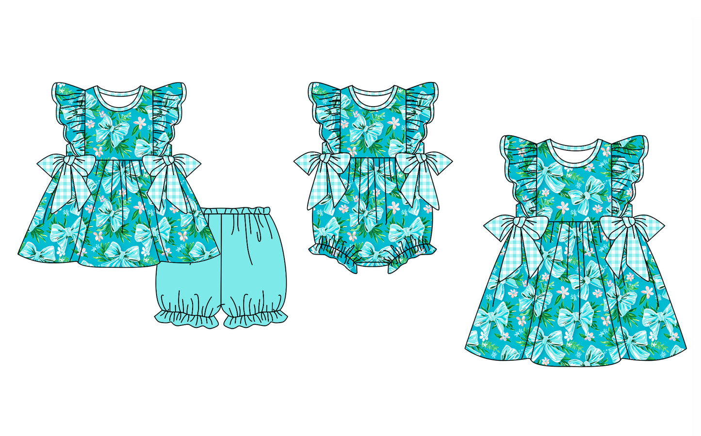 11.30 custom each style moq 5eta 4-6week Sibling Sister bow floral baby girl short sleeve shorts sets and dress and rompers match family design