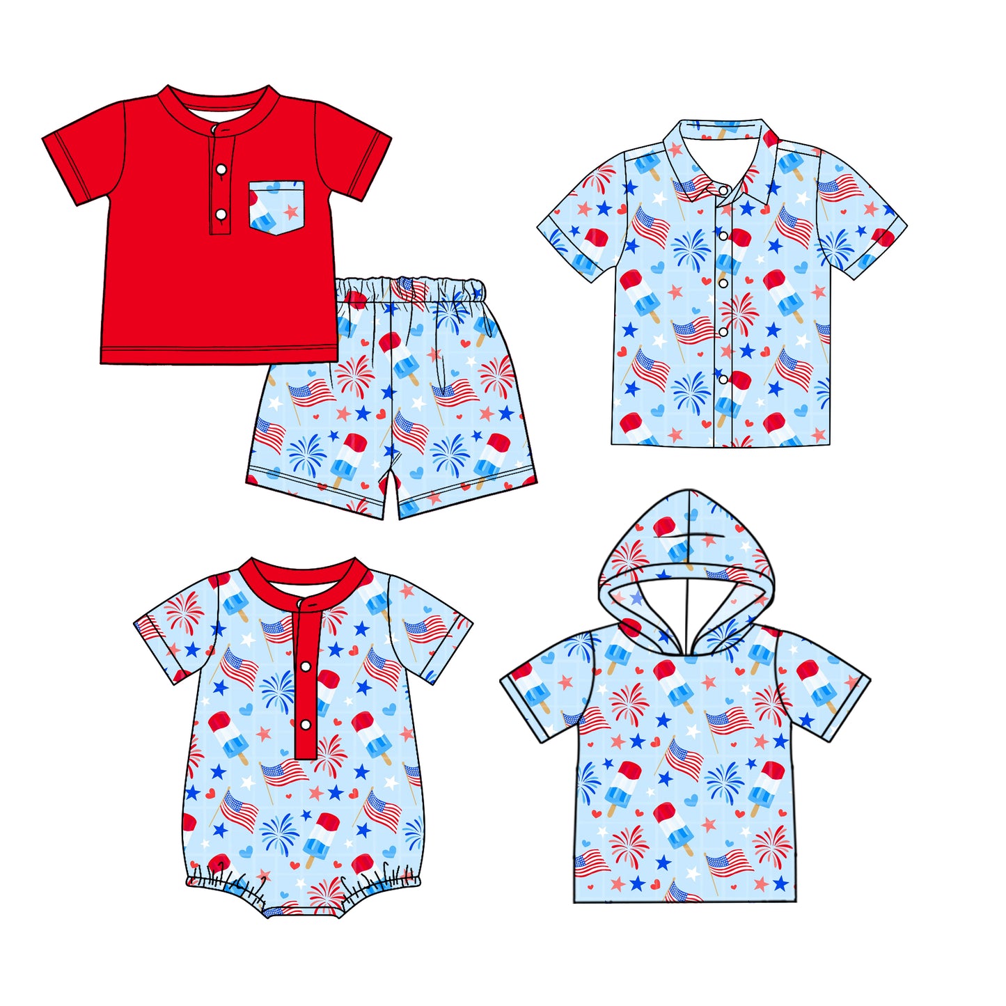 26.1.19 custom each style moq 5 eta 6-8 week Sibling Sister flag baby boy short sleeve shorts sets and top 2 and romper match family design
