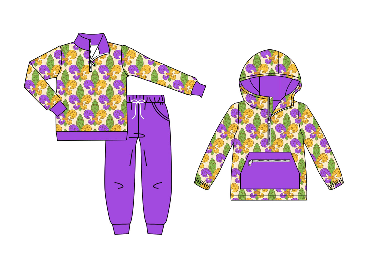 25.9.12 custom each style moq 5eta 6-8week Sibling Sisters mardi gras baby girl long sleeve pants sets and top match family design