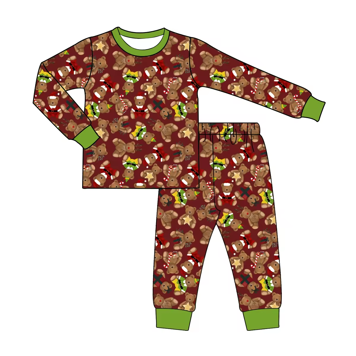 Custom moq 3 eta 6-8weeks Christmas plush bear dark red long suit