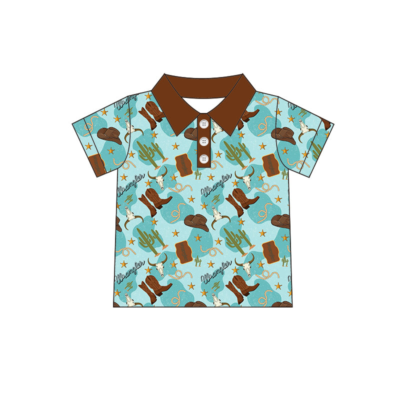 9.4 custom each style moq 5 eta 4-6week baby boys clothes boots catcus short sleeve top