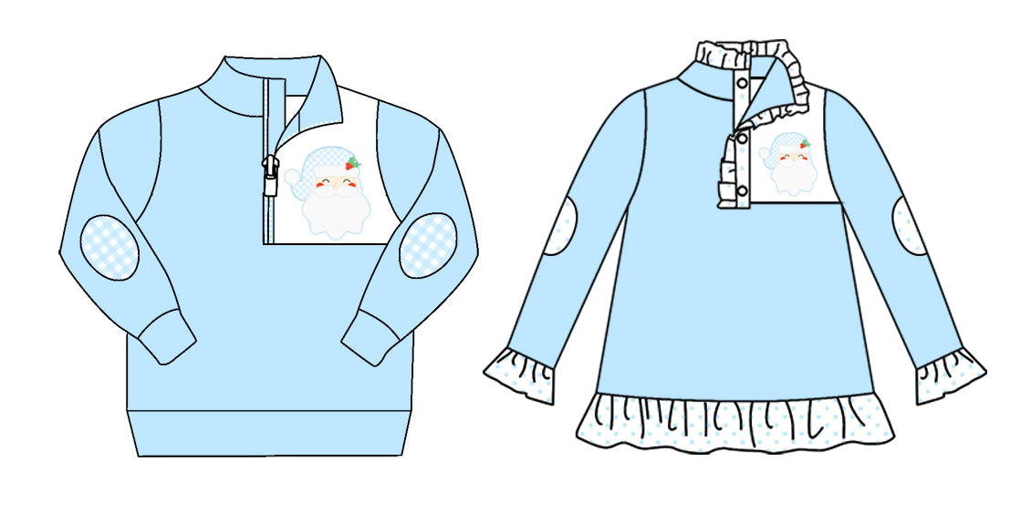 25.7.21 custom each style moq 5eta 4-6week Sibling Sister Christmas blue baby boy long sleeve top 1 and top 2 match family design