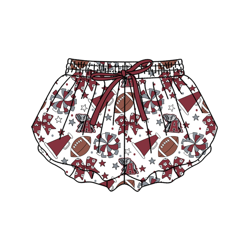 Custom moq 5 mix size milk silk summer teams Baby Girls Red Bows Yoga Active Ruffle Shorts Bottom for Kids