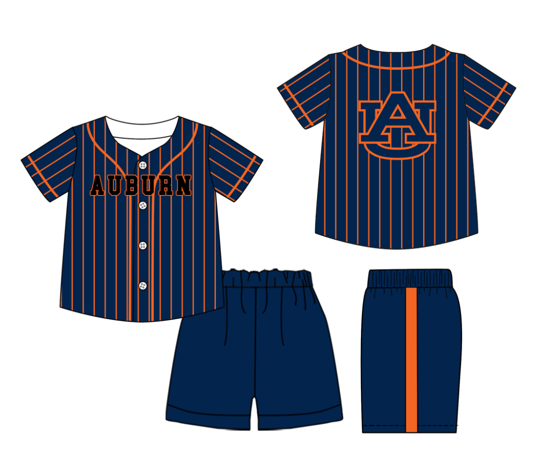 Custom moq 3 or 5 mix size milk silk summer teams baby boy clothes navy blue short sleeve shorts sets-26.1.19