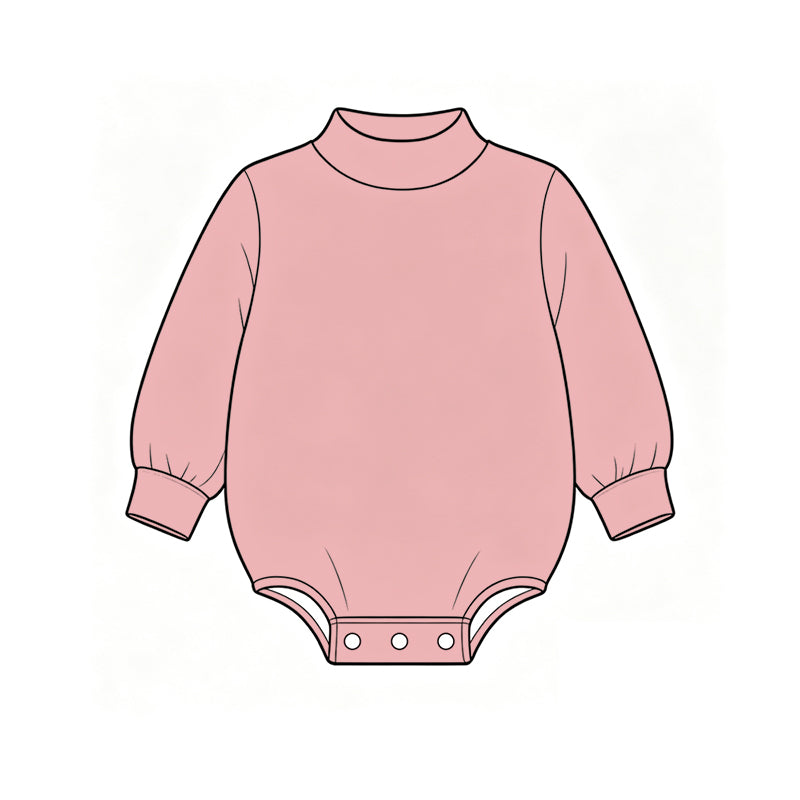 Custom moq 5 boys Blank Cotton Jumpsuit Dusty Pink Long-sleeve high-neck Jumpsuit