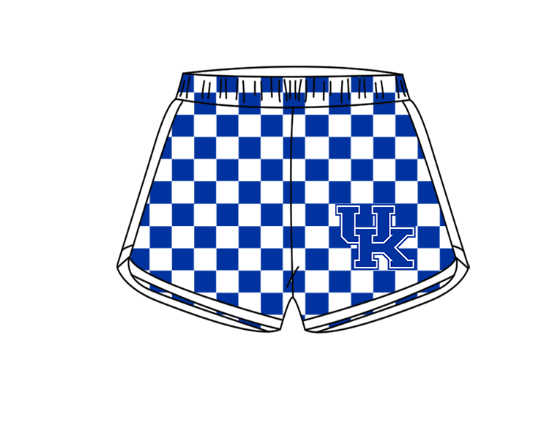 Custom moq 5 mix size milk silk summer teams Boy's Blue Short Sleeved Top Plaid Shorts Set Girl's Short-Sleeved Set with Matching Swimsuits Adult Shorts