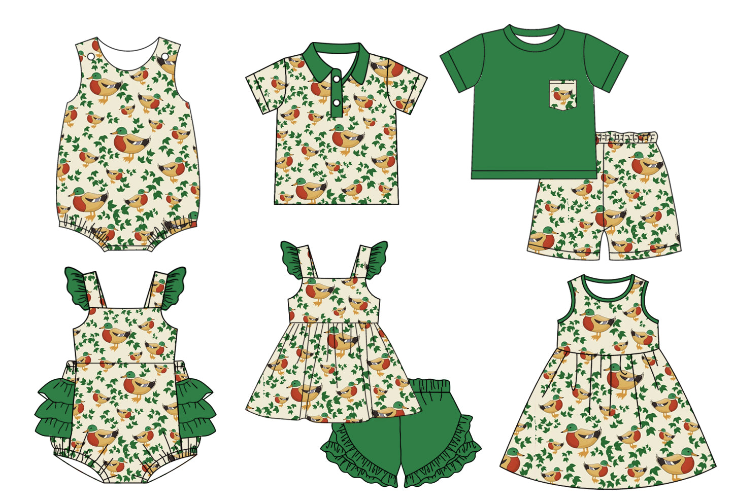 11.14 custom each style moq 5eta 4-6week Sibling Sister duck baby girl short sleeve shorts sets and sets 2 and girls romper and boy romper and dress and top match design