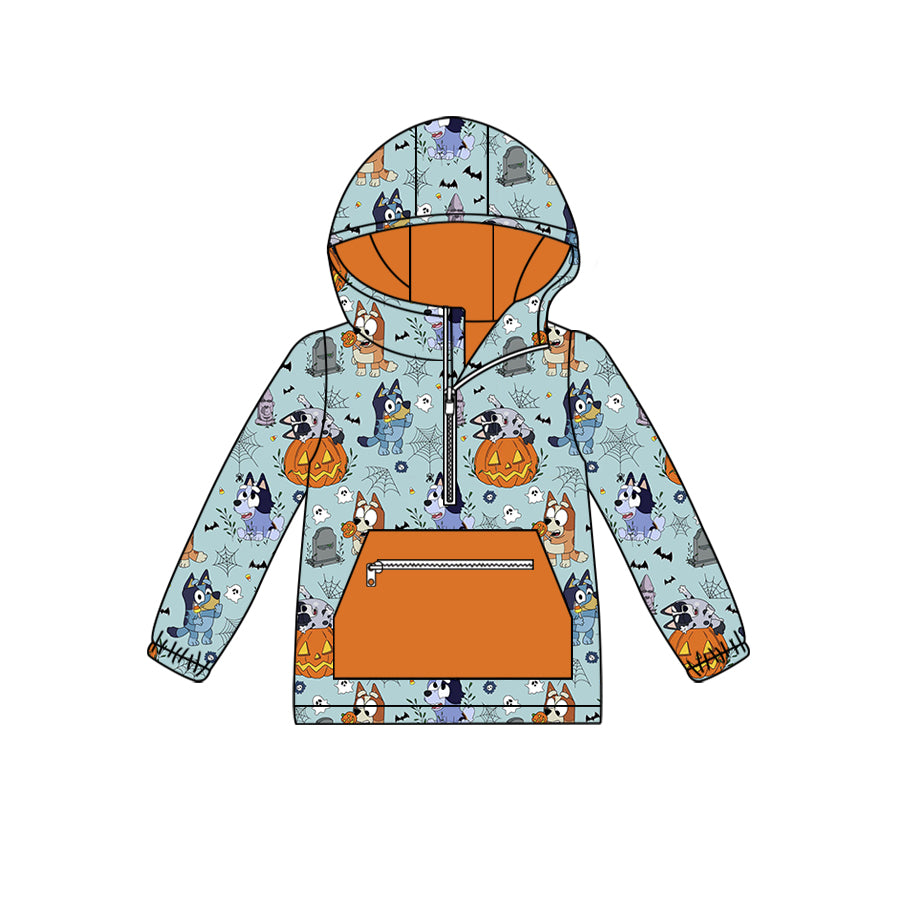 6.18 custom each style moq 5 eta 4-6week baby boys pumpkin hooded long sleeve top