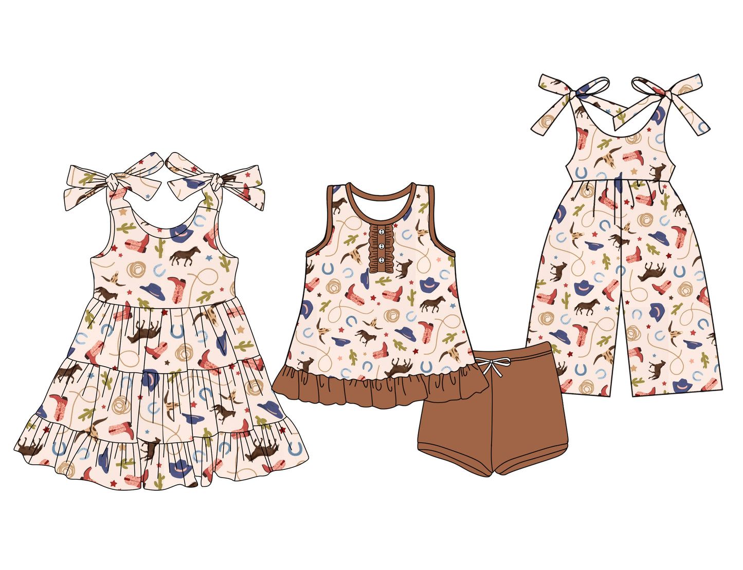 3.15 custom each style moq 5eta 4-6week Sibling Sister hat boots baby girl short sleeve shorts sets and dresses and jumpsuit match design