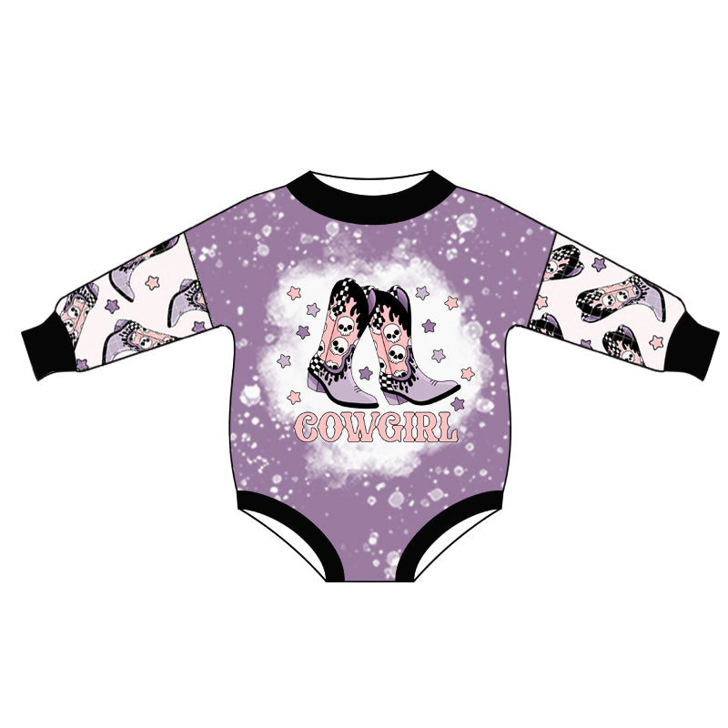 6.23 custom each style moq 5eta 4-6week Sibling Sister cowgirl purple baby boys sets and dress and rompers match family design