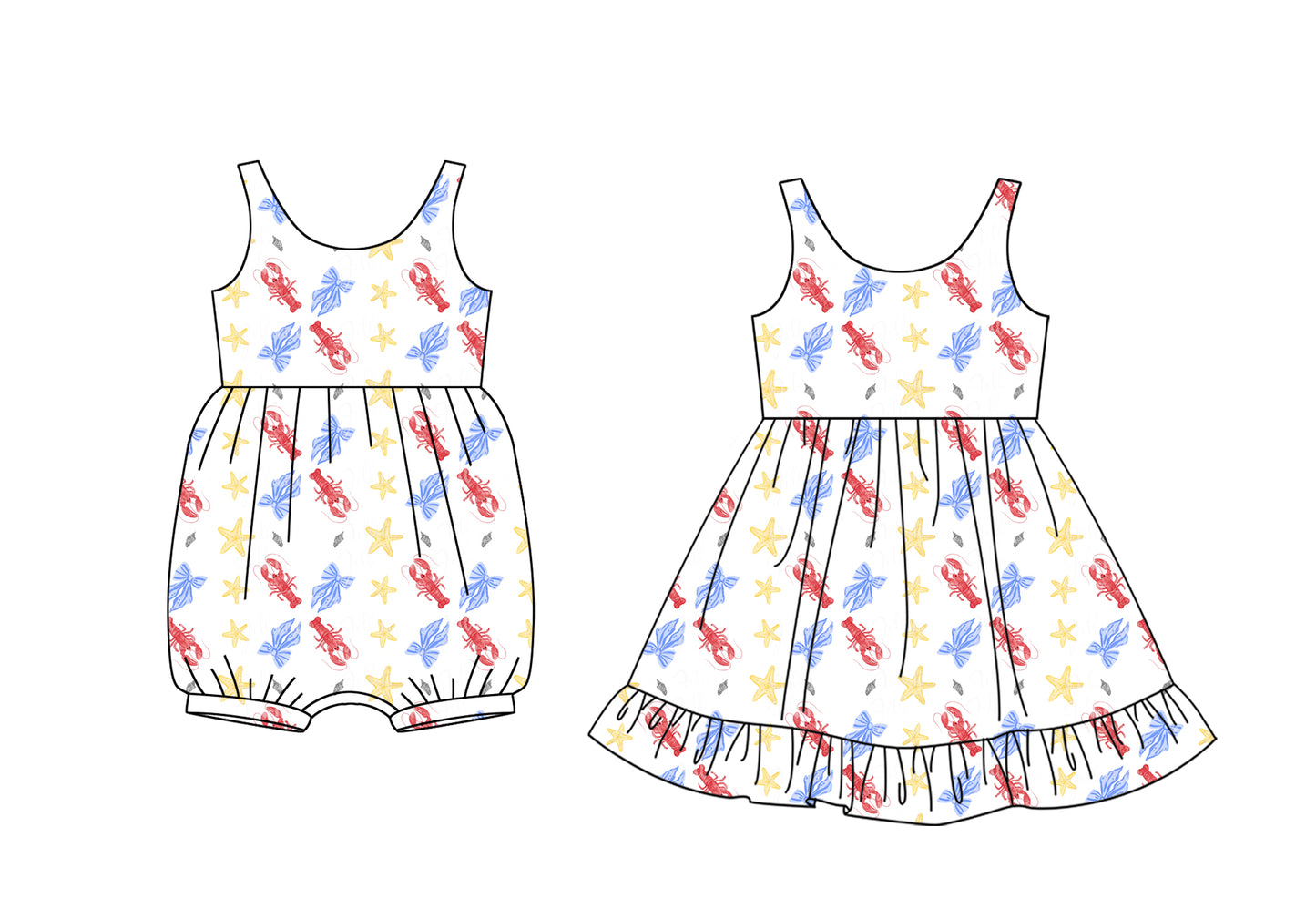 25.12.17 custom each style moq 5 eta 6-8week Sibling Sister lobster bow baby short sleeve romper and dress match design