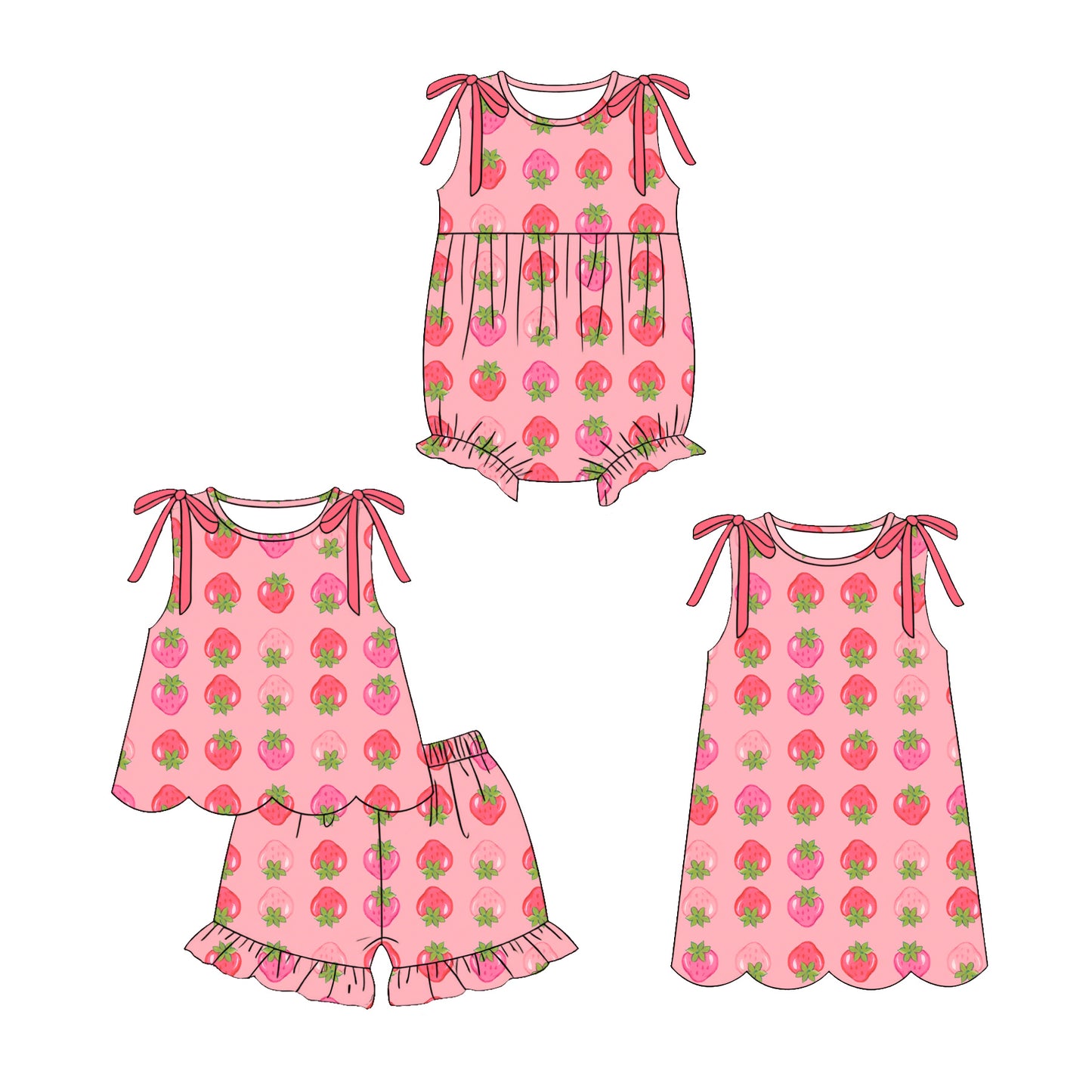 3.25 Custom moq 5 mix size Sibling Cute Clothes Baby Girl's Strap Top And Short Set Matching Romper Dress for Summer