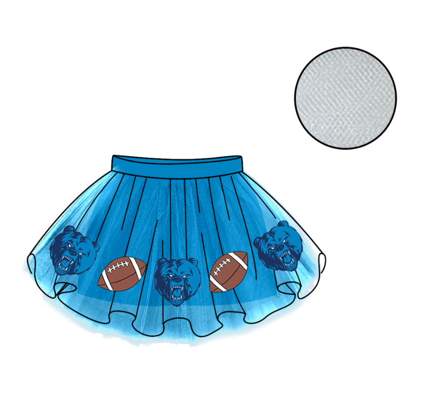 Custom moq 5 mix size milk silk summer teams Baby Girl's Blue Mesh Skirt Summer Outfit Team Clothing