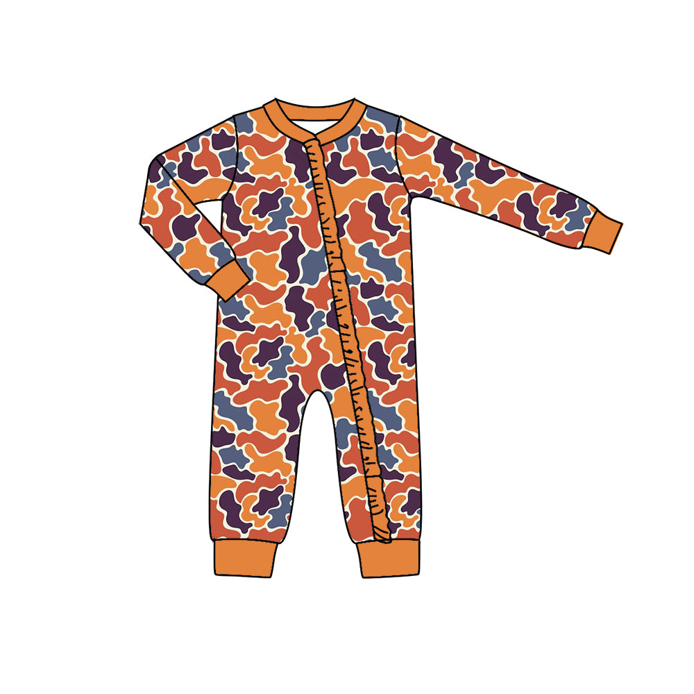 7.8 custom each style moq 5eta 4-6week Sibling Sister camouflage orange baby boys sets and rompers match family design