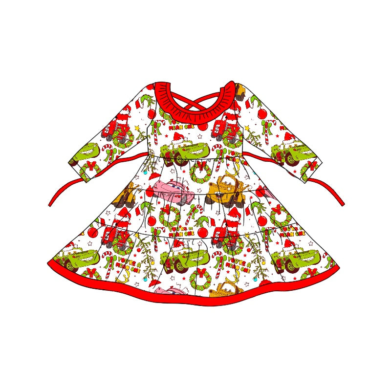 8.20 custom each style moq 5eta 4-6week baby girls clothes Christmas long sleeve dress