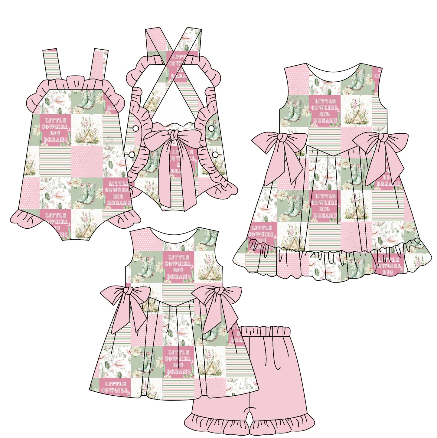 2.17 custom each style moq 5eta 4-6week Sibling Sisters baby girl short sleeve shorts sets and dress and rompers match family design