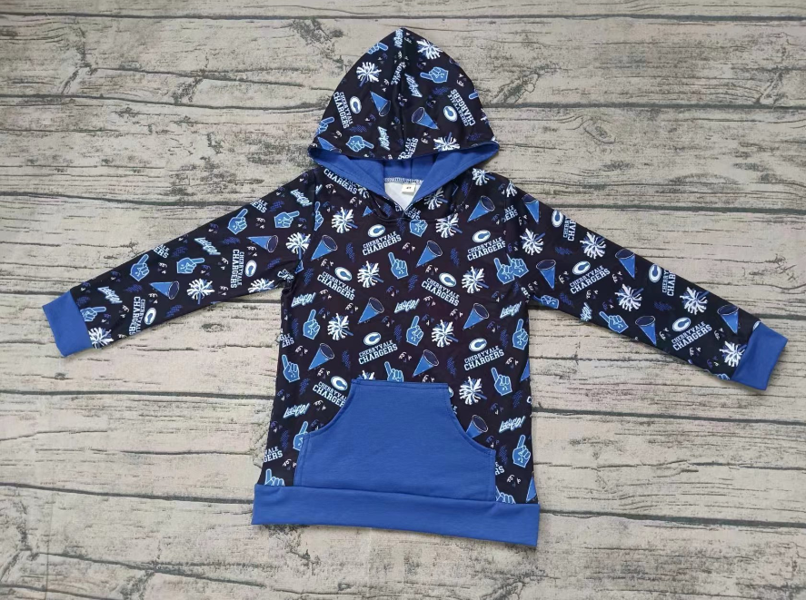 Custom moq 3 eta 6-7weeks Blue Fireworks Cone Hooded Pullover