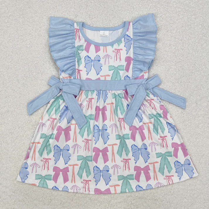 RTS NO MOQ Baby Girls Colorful bow Rompers Dresses