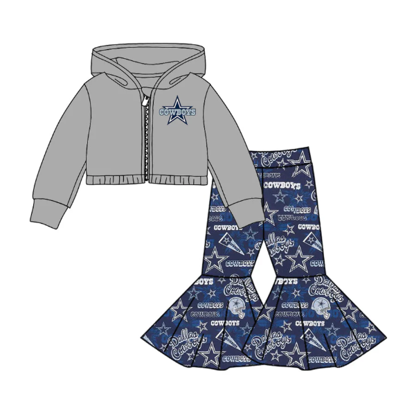 Custom moq 5 mix size milk silk summer teams baby girls clothes gray hooded long sleeve pants sets-25.8.26