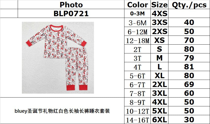 rts no moq BLP0721 boys Christmas red and white long-sleeved long pants pajamas set