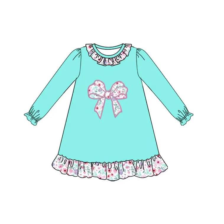 Custom moq 5 each style eta 6-7weeks baby girl clothes bow long sleeve pant sets and dress and romper-25.7.22