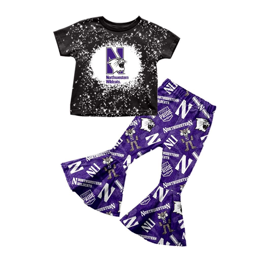 Custom moq 5 mix size milk silk eta 6-8weeks summer team black purple baby girls clothes team short sleeve pants sets-25.7.15