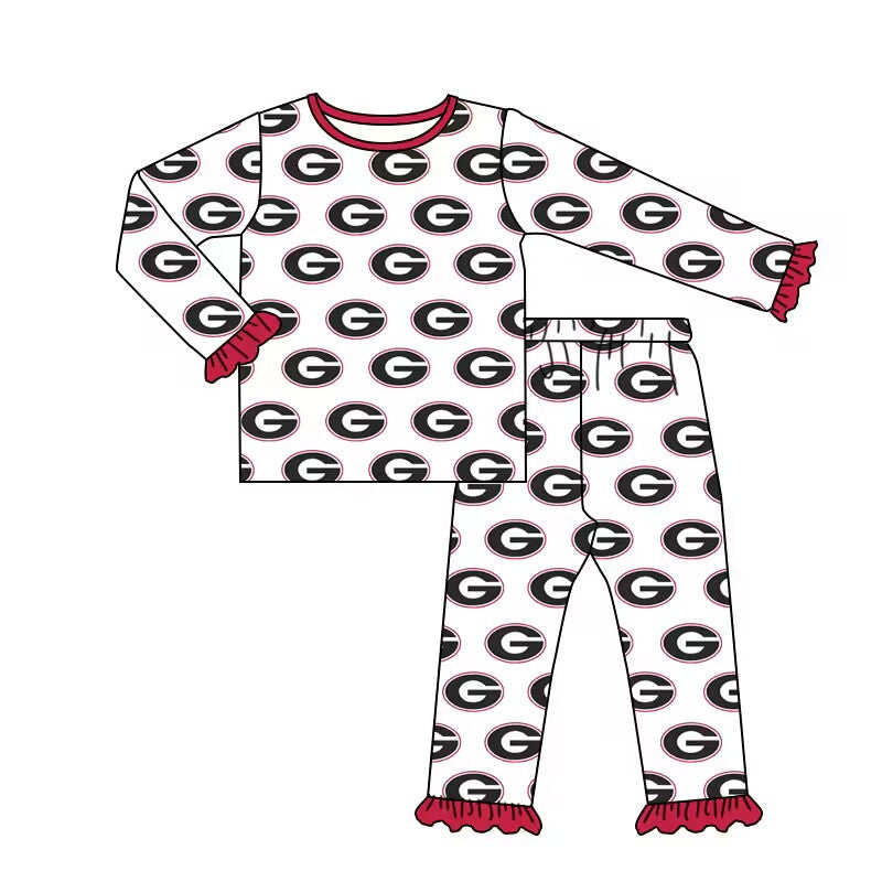 Deadline October 18 custom no moq eta 6-8weeks Black letter G pattern white long-sleeved suit