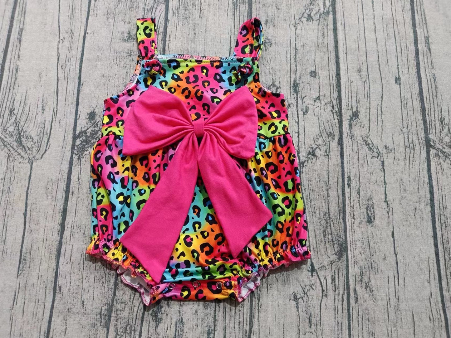 Custom moq 3 eta 6-7weeks baby girls clothes leopard vest romper-25.7.16