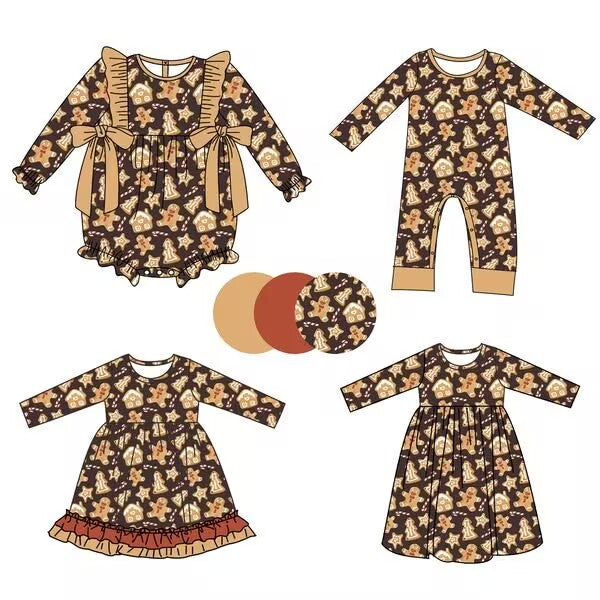Custom moq 5 each style eta 6-7weeks baby girl clothes long sleeve romper 2 and dress 2-25.8.29