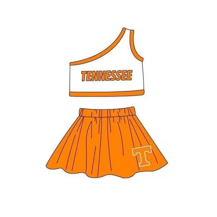 Custom MOQ 3 MIX SIZE ETA 6-7weeks team baby girls clothes white and orange sleeveless dress