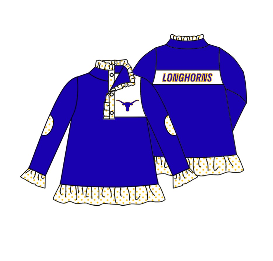Custom moq 5 mix size milk silk summer teams baby girls clothes team blue sport team long sleeve tops-25.7.19