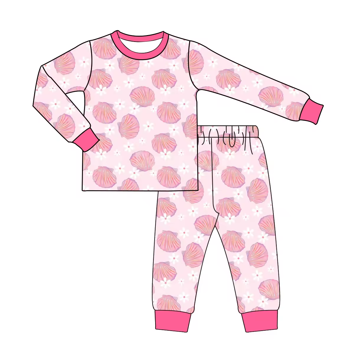 custom moq 3 each mix size eta 6-8weeks Girls Pink Shell Mixed Set