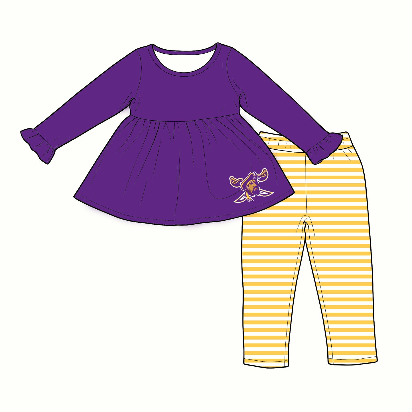 custom moq 5 mix size XY070104 Baby Girls Long Sleeve Tunic Top Stripe Leggings Clothes Sets