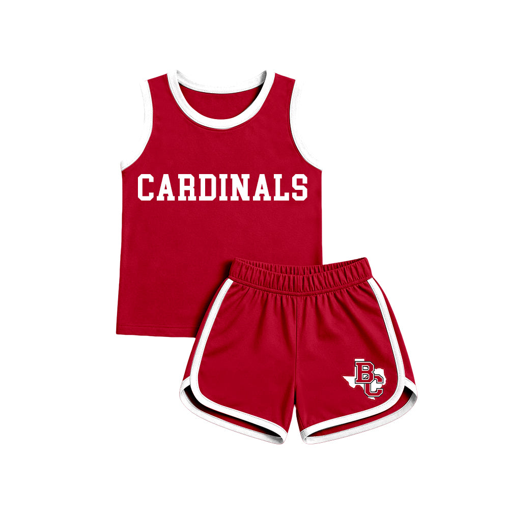 custom moq 5 mix size XY072204 Baby Kids Sleeveless Letter Printed Top Shorts Team Set