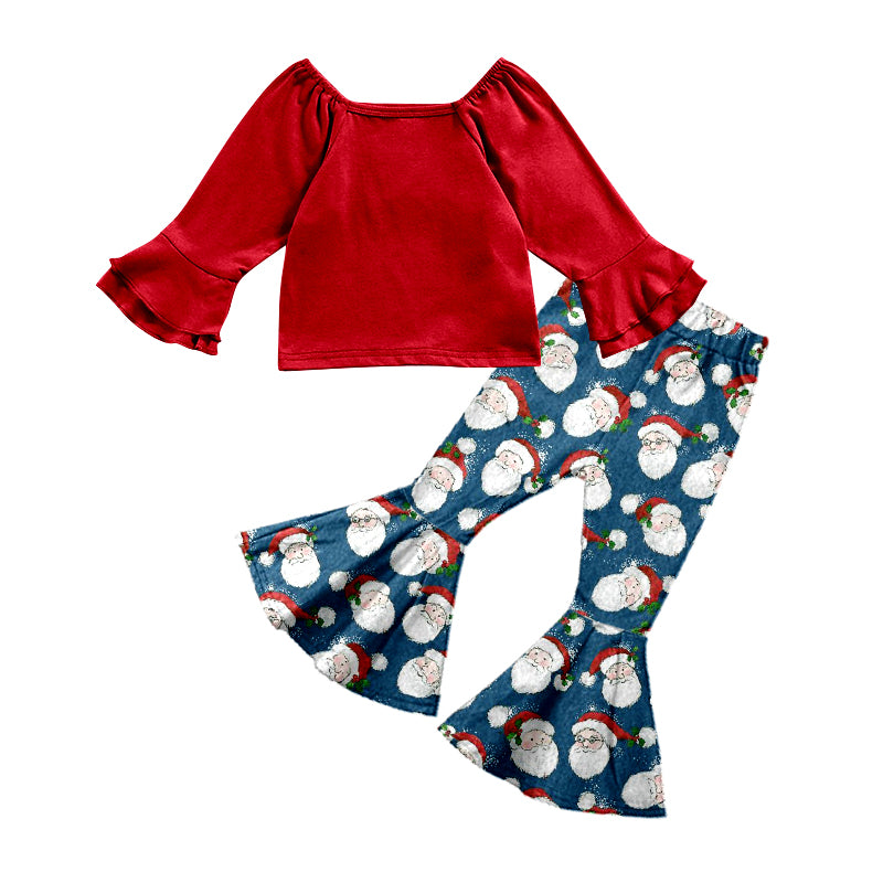 9.3 custom each style moq 5eta 4-6week baby girls clothes Christmas red long sleeve pants sets