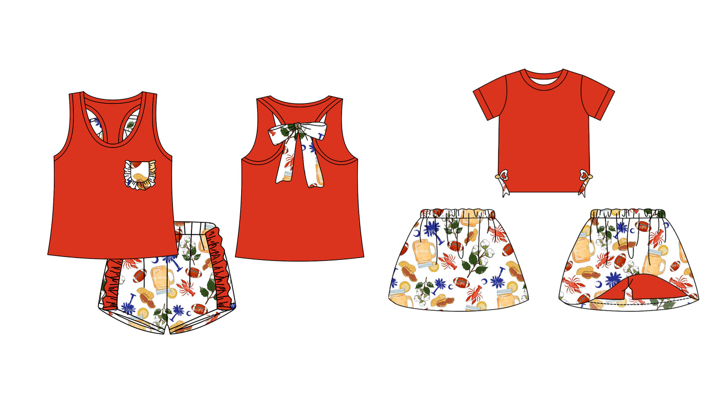 12.14 custom each style moq 5eta 4-6week Sibling Sister crayfish baby girl short sleeve shorts sets and dresses match design