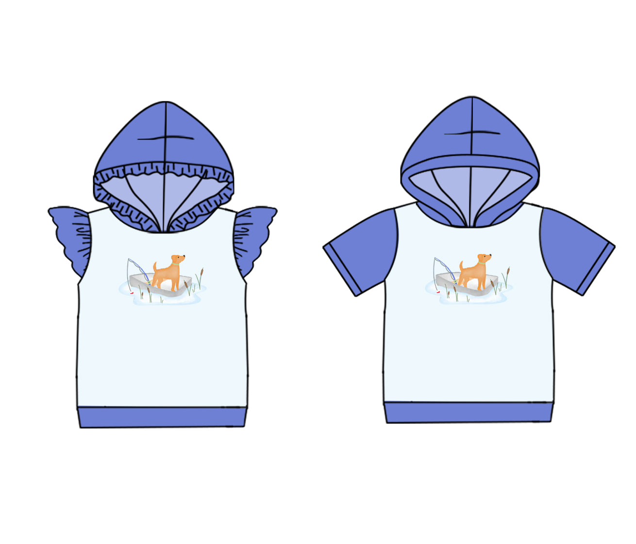 25.10.30 custom each style moq 8 eta 6-8week Sibling Sisters puppy baby girl hooded short sleeve top 2 match family design