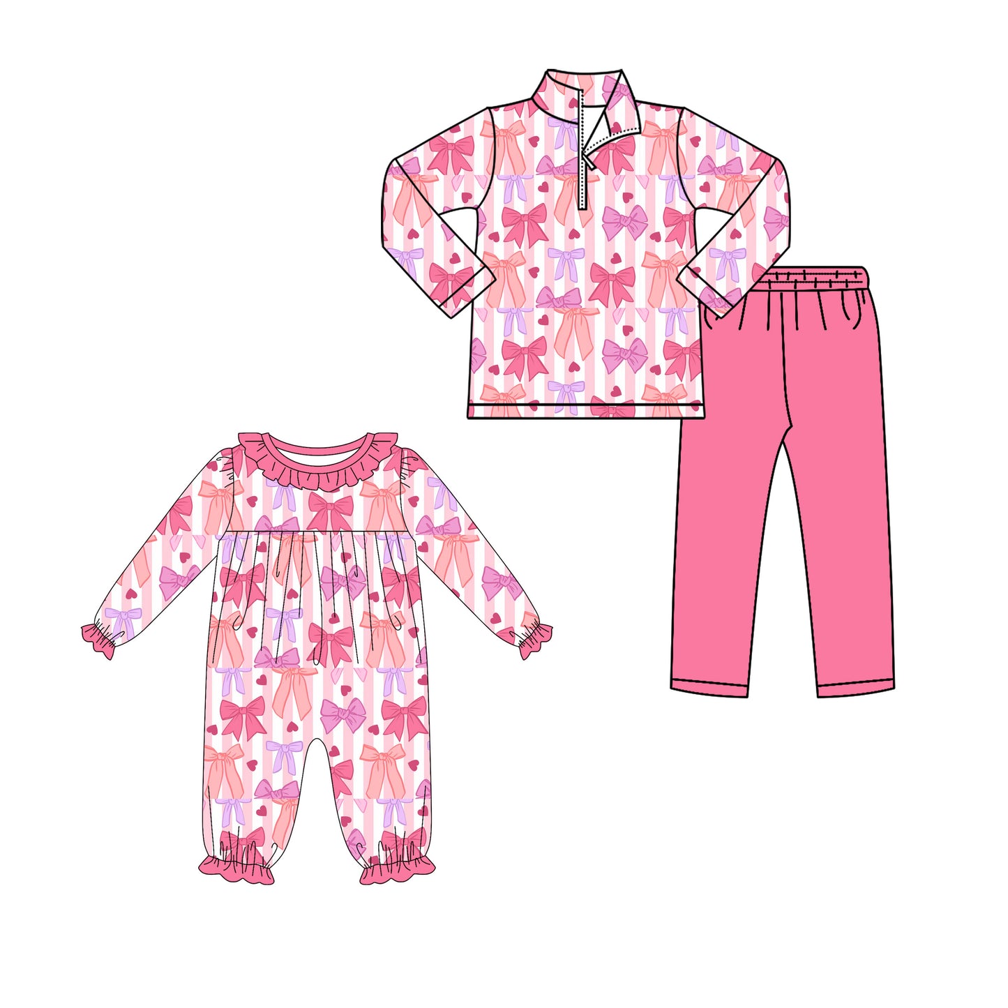 25.10.2 custom each style moq 8 eta 6-8week Sibling Sisters bow baby girl clothes long sleeve pants sets and romper match family design