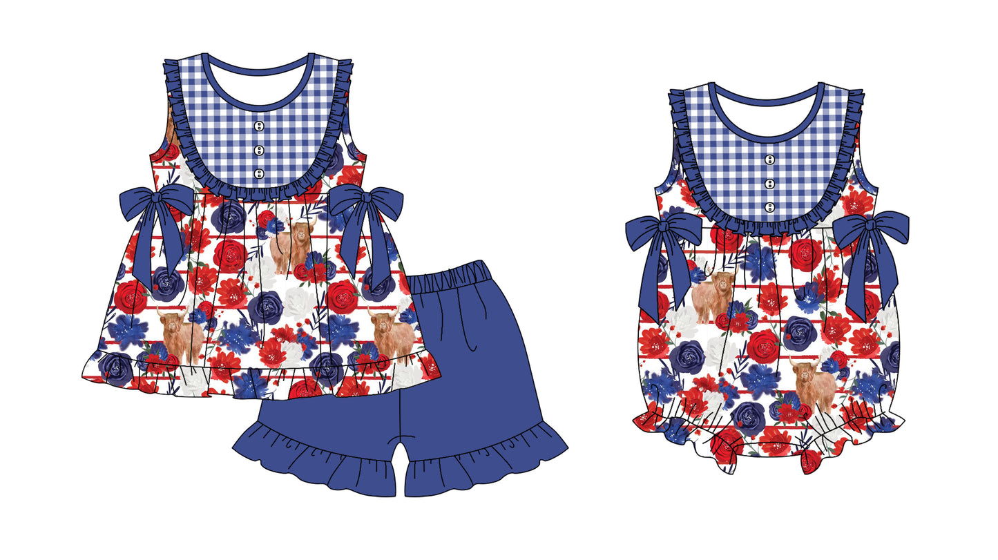 11.23 custom each style moq 5eta 4-6week Sibling Sister alpine floral baby boy short sleeve shorts sets and rompers match design