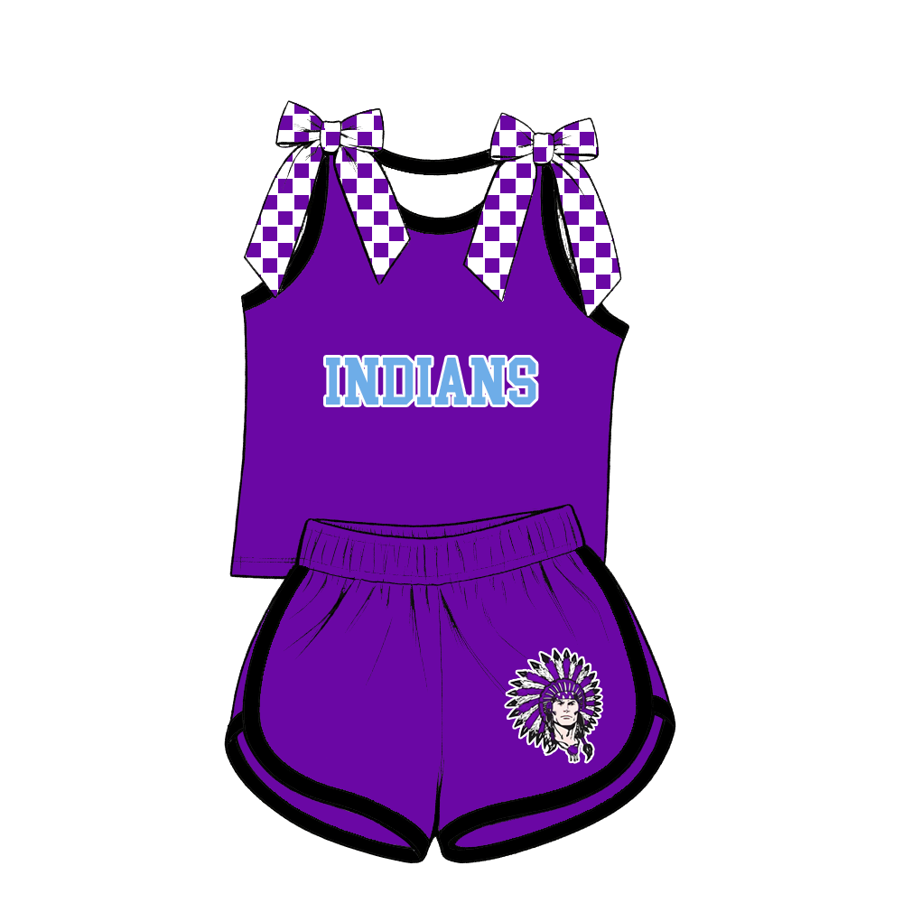 custom moq 5 mix size MSD071107 Baby Girls Bow Sleeveless Tank Top Shorts Team Outfit
