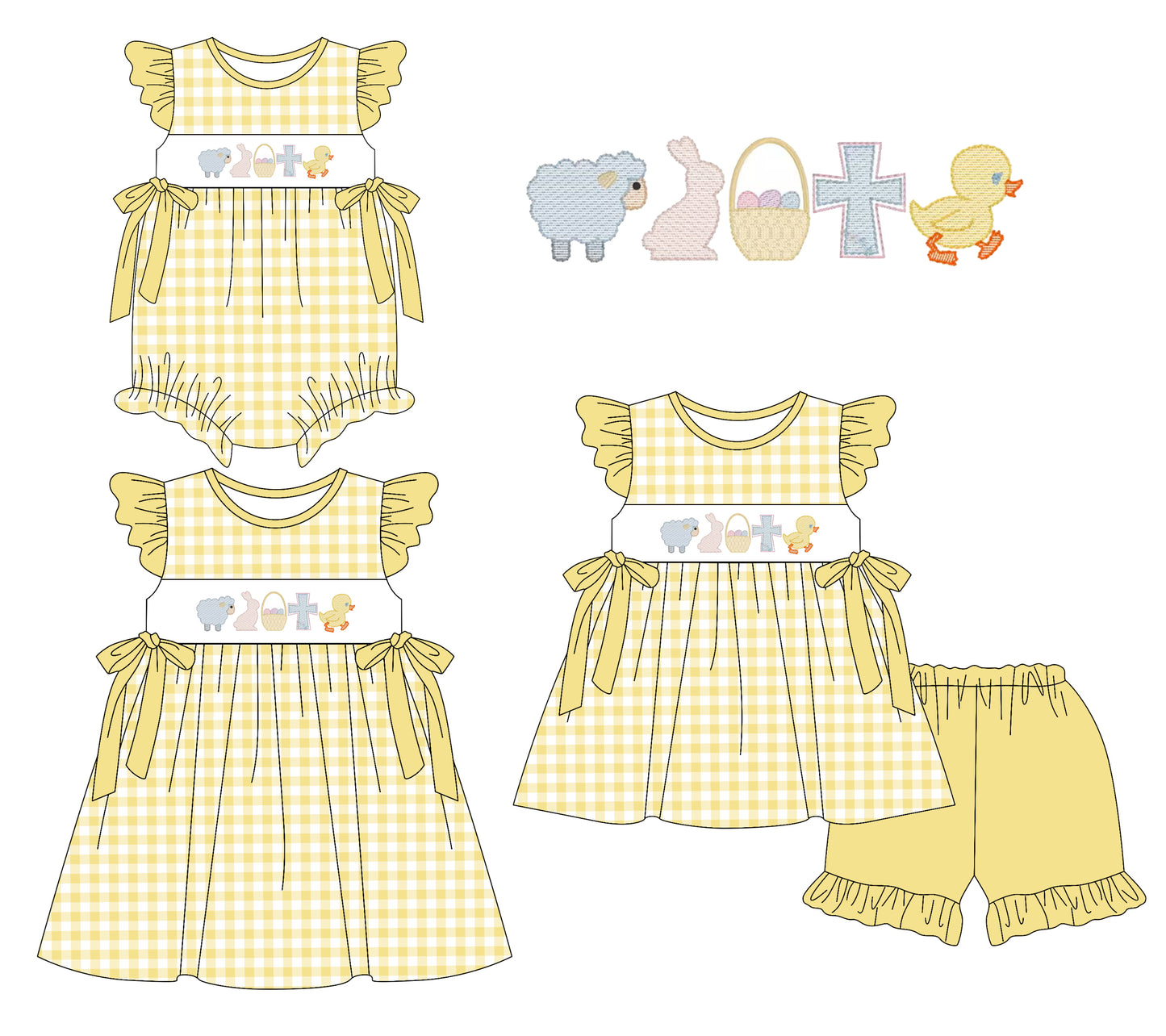 25.12.20 custom each style moq 5 eta 6-8week Sibling Sister easter baby short sleeve shorts sets and romper and dress match design