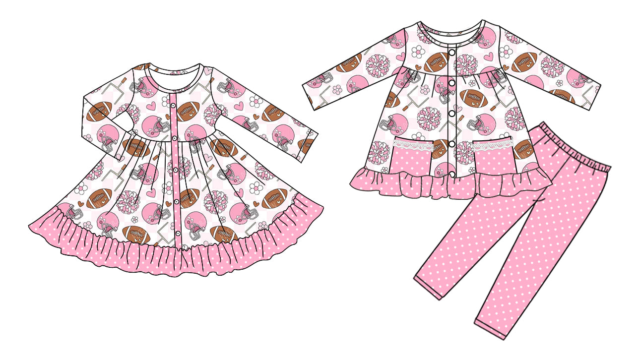25.8.16 custom each style moq 5eta 4-6week Sibling Sisters rugby baby girl long sleeve pants sets and dress match family design