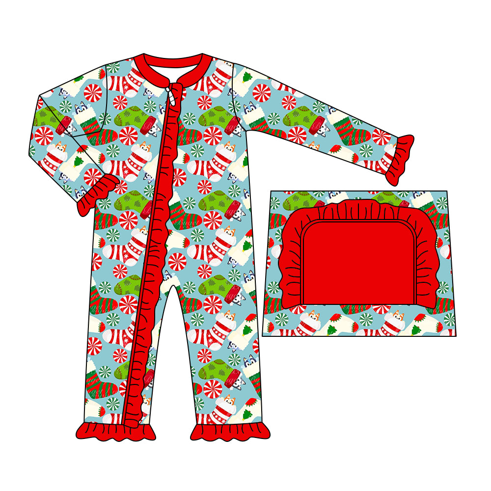 6.29 custom each style moq 5eta 4-6week Sibling Sister Christmas socks baby girls sets and rompers match family design